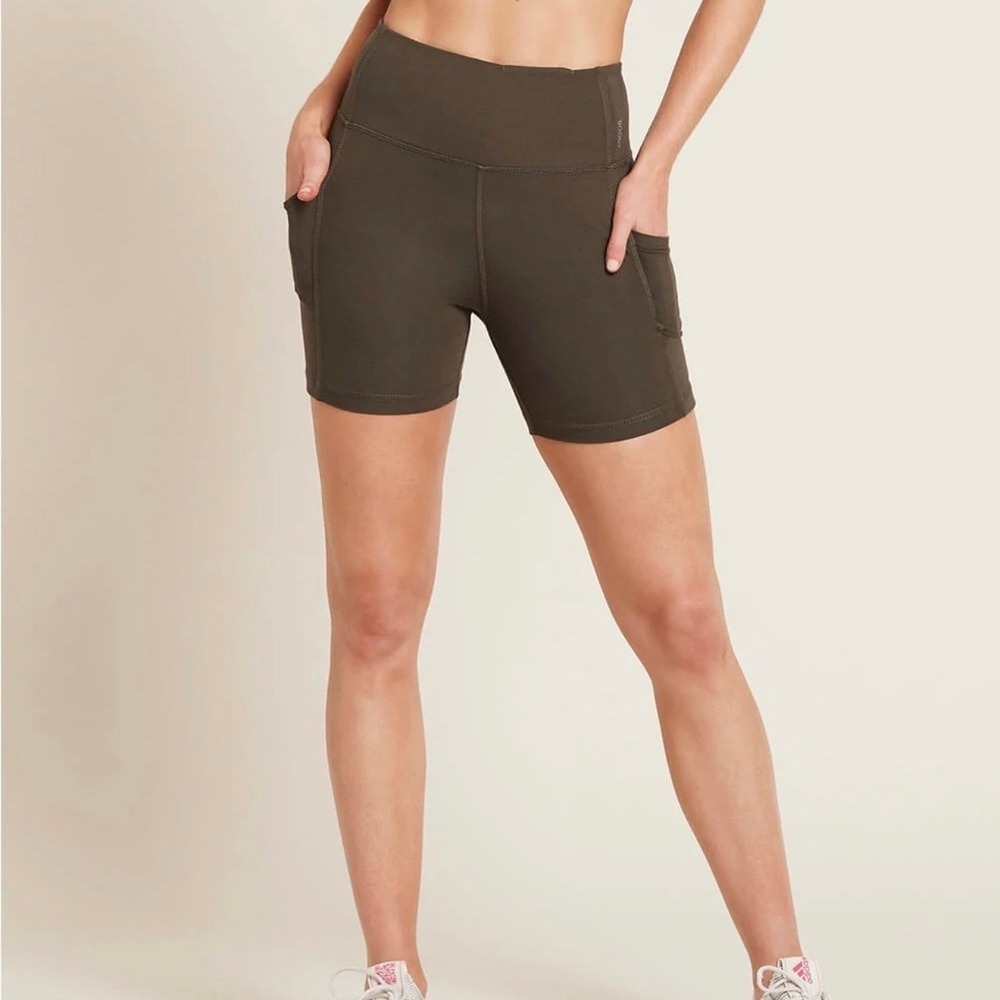 Boody Motivate 5" High-Waist Short Women Small Dark Olive Active Pockets